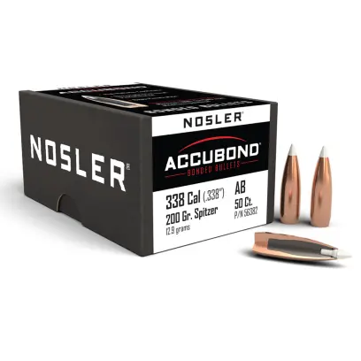 Geschosse Nosler AccuBond .338 cal, dia .338, 200grs Geschosse Nosler AccuBond .338 cal, dia .338, 200grs (13g). SKU: 56382