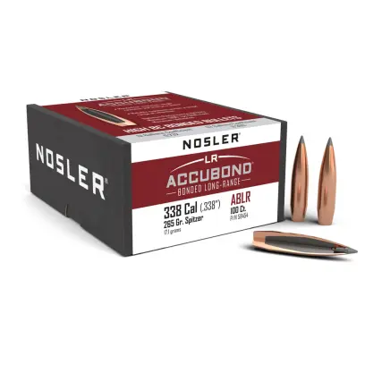 Střely Nosler ABLR .338 cal, dia .338, 265grs Střela Nosler AccuBond Long Range (AB-LR) .338 cal, dia .338, 265grs (17,2). SKU: 58454